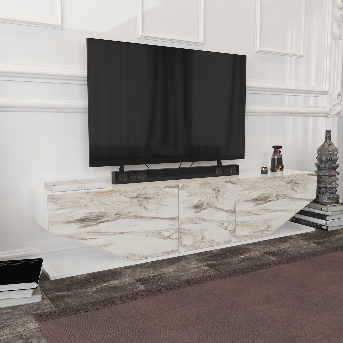 Έπιπλο Τηλεόρασης TV Βάση Σύνθεση Λευκό Marble | 322RTC2448