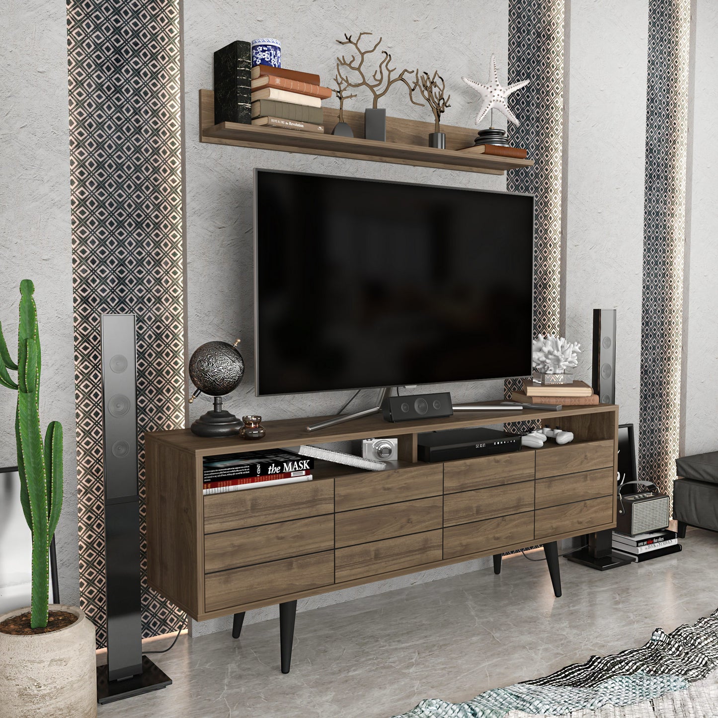 Έπιπλο Τηλεόρασης TV Βάση Σύνθεση Καρυδί | 322RTC2449