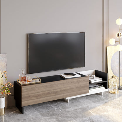 Έπιπλο Τηλεόρασης TV Βάση Σύνθεση Λευκό Μαύρο Καρυδί | 322RTC2454