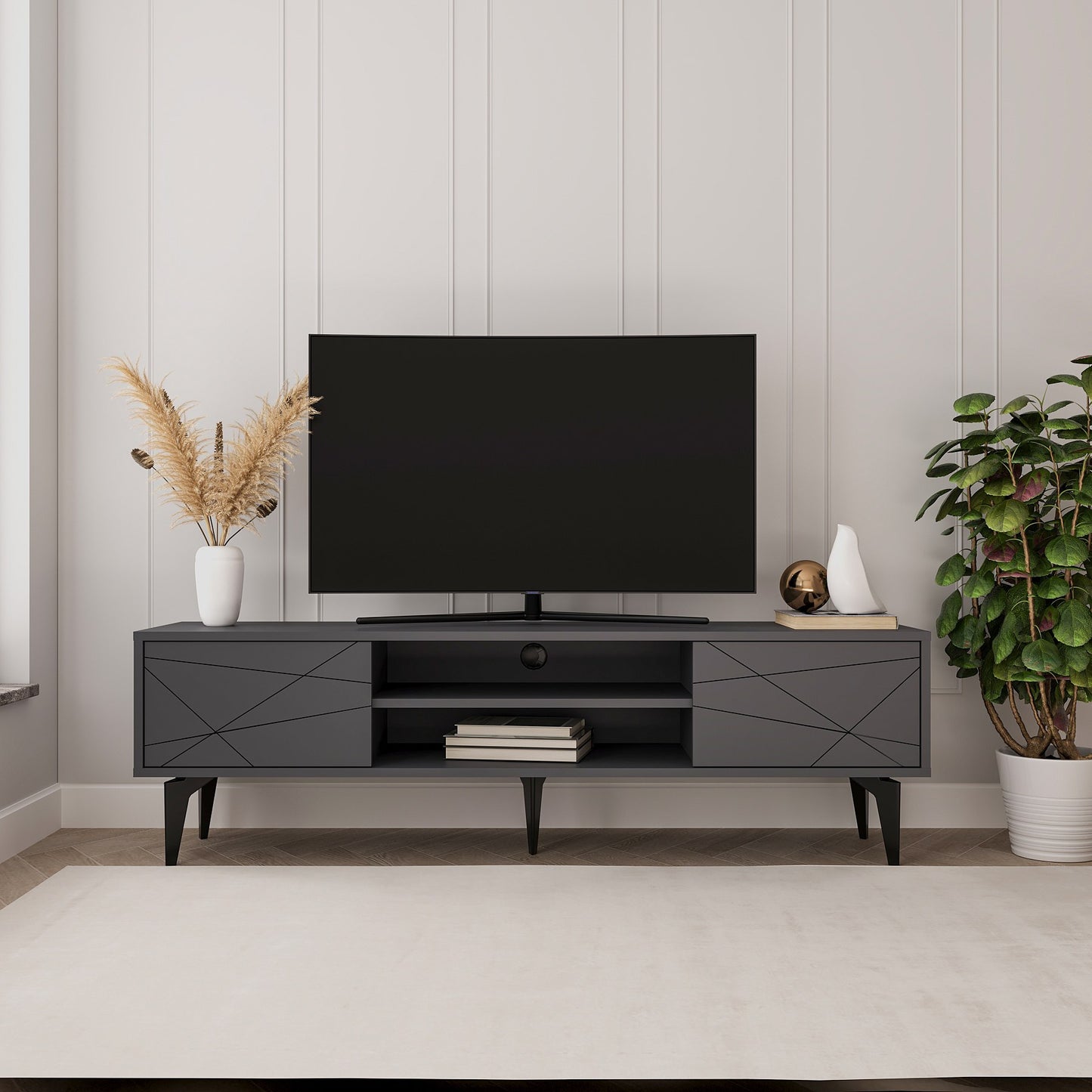 Έπιπλο Τηλεόρασης TV Βάση Σύνθεση Ανθρακί | 327ODS1257