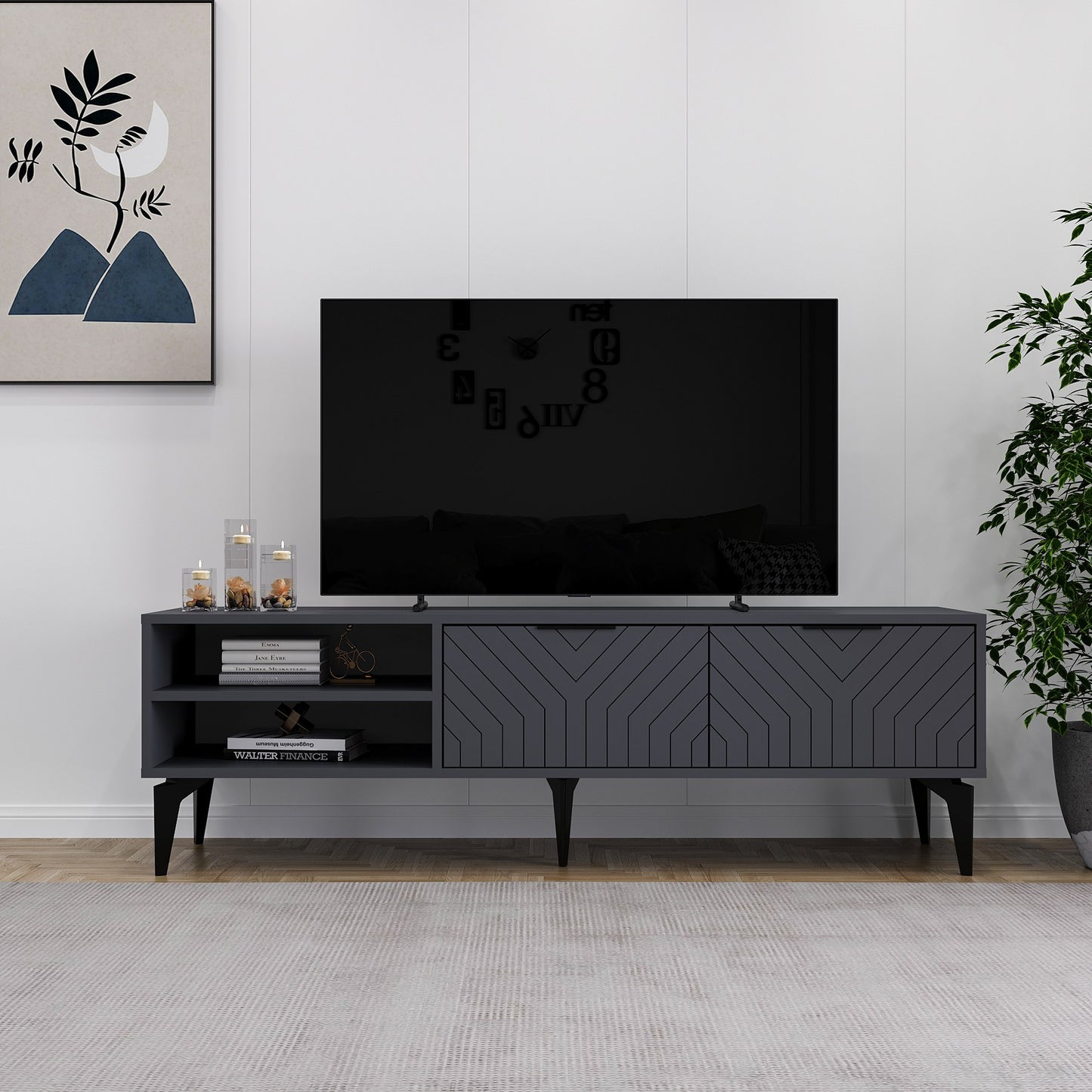 Έπιπλο Τηλεόρασης TV Βάση Σύνθεση Ανθρακί | 327ODS1265
