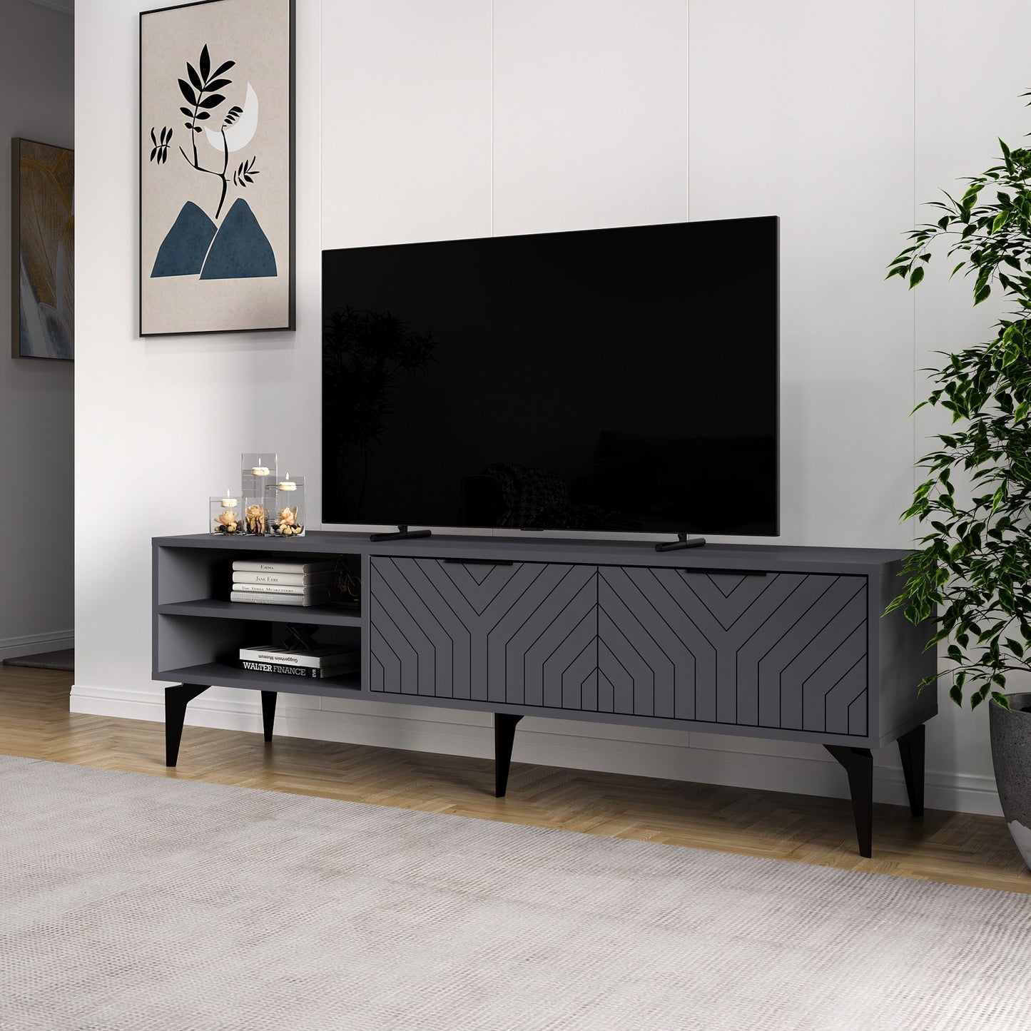 Έπιπλο Τηλεόρασης TV Βάση Σύνθεση Ανθρακί | 327ODS1265