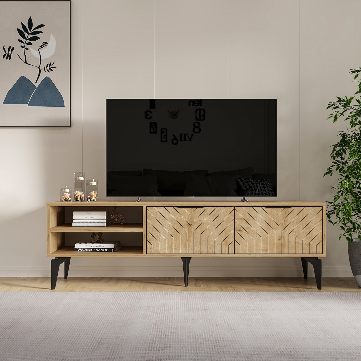 Έπιπλο Τηλεόρασης TV Βάση Σύνθεση Sapphire Δρυς | 327ODS1267