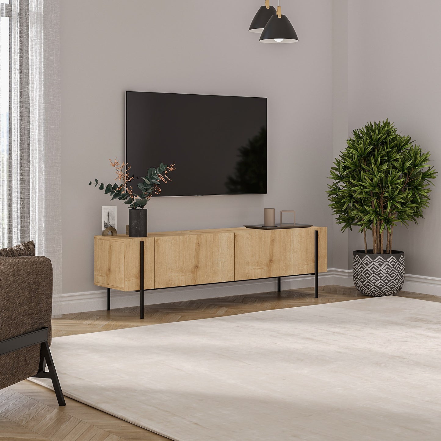 Έπιπλο Τηλεόρασης TV Βάση Σύνθεση Sapphire Δρυς | 327ODS1271