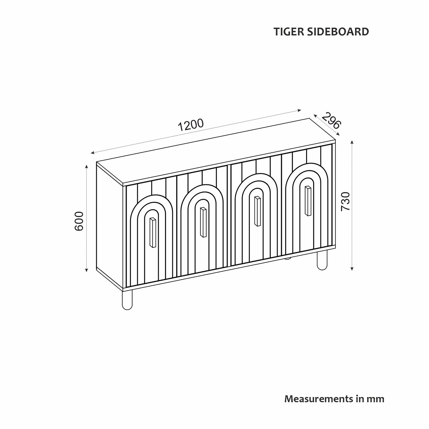 Μπουφές Λευκό 120x29,6x73,6cm | 327ODS1296