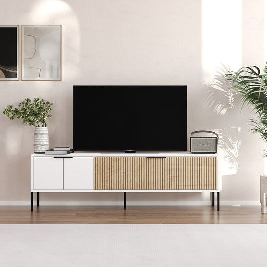 Έπιπλο Τηλεόρασης TV Βάση Σύνθεση Λευκό Rattan | 327ODS1319