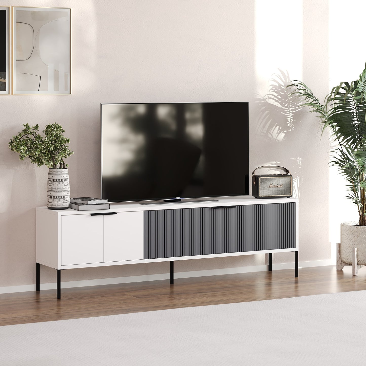 Έπιπλο Τηλεόρασης TV Βάση Σύνθεση Λευκό Ανθρακί | 327ODS1320