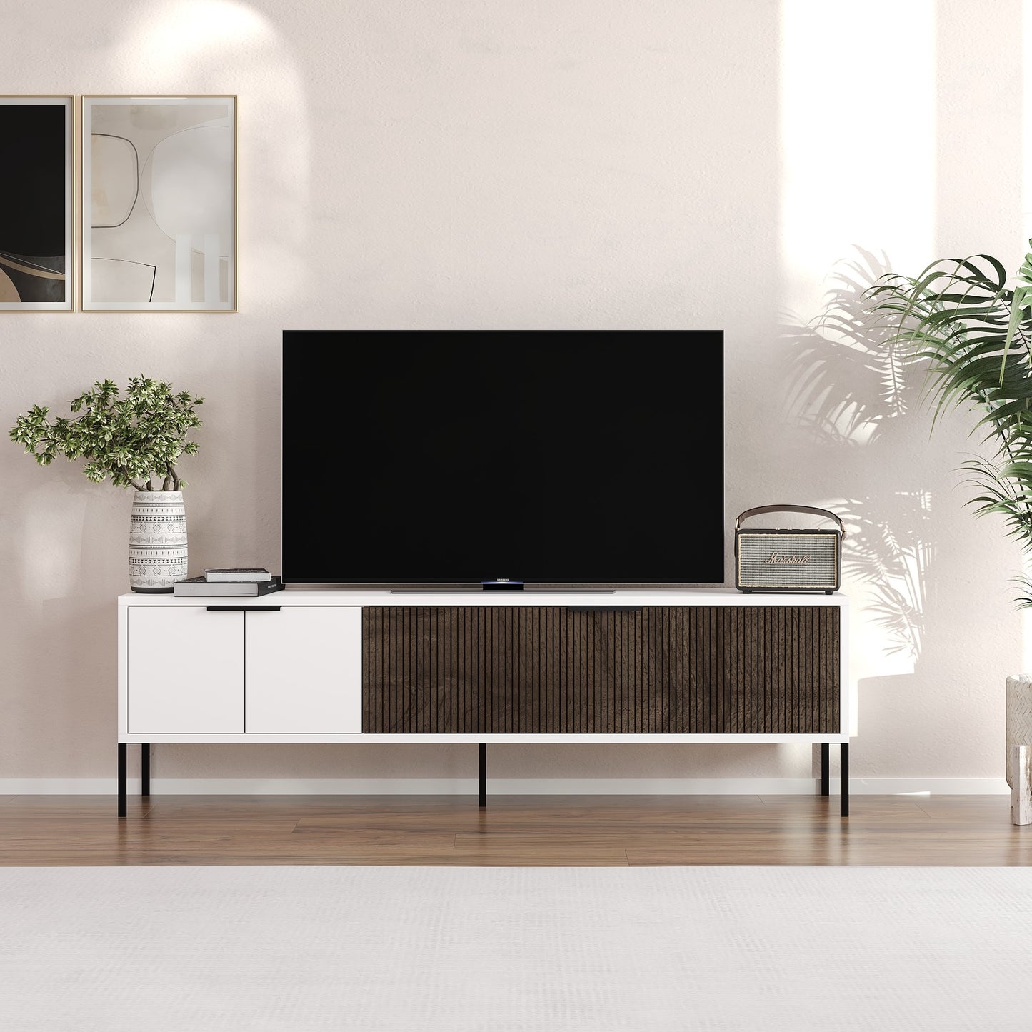 Έπιπλο Τηλεόρασης TV Βάση Σύνθεση Λευκό Καρυδί | 327ODS1321