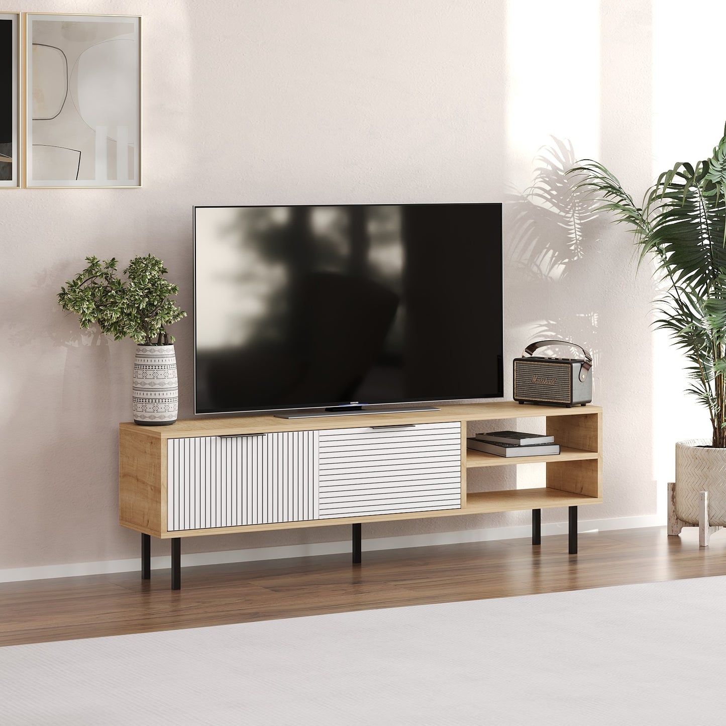 Έπιπλο Τηλεόρασης TV Βάση Σύνθεση Sapphire Δρυς Λευκό | 327ODS1324