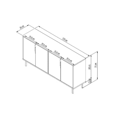Μπουφές Λευκό
Sapphire Δρυς 150x36x75cm | 327ODS1347