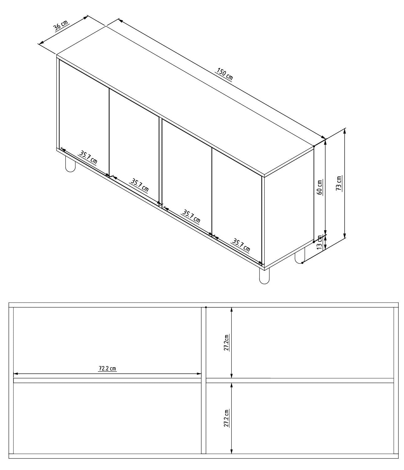 Μπουφές Λευκό 150x36x73cm | 327ODS1358