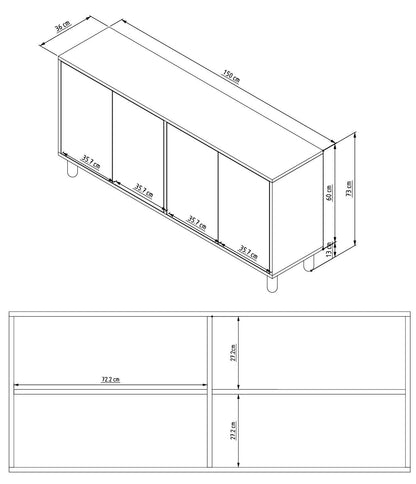 Μπουφές Sapphire Δρυς 150x36x73cm | 327ODS1359
