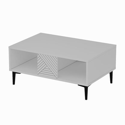 Τραπεζάκι Σαλονιού Λευκό 90 x 60 x 40,6 εκ GR327ODS1402