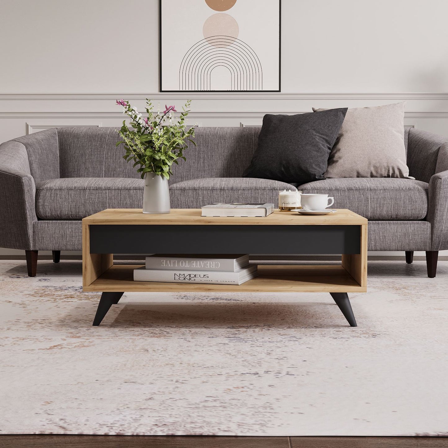 Τραπεζάκι Σαλονιού Δρυς Sapphire 90 x 60 x 38 εκ GR327ODS1405