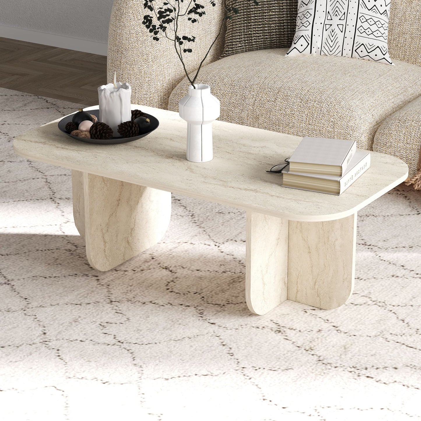 Τραπεζάκι Σαλονιού Travertine 120 x 60 x 41,4 εκ GR327ODS1409