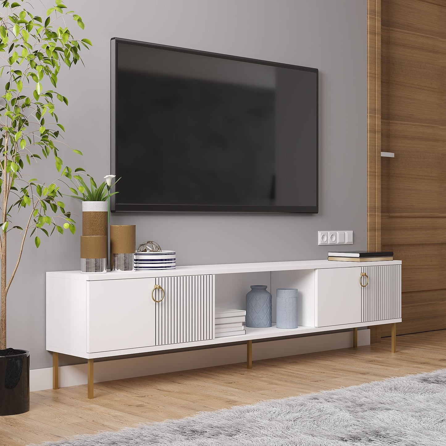 Έπιπλο Τηλεόρασης TV Βάση Σύνθεση Λευκό | 327ODS1602