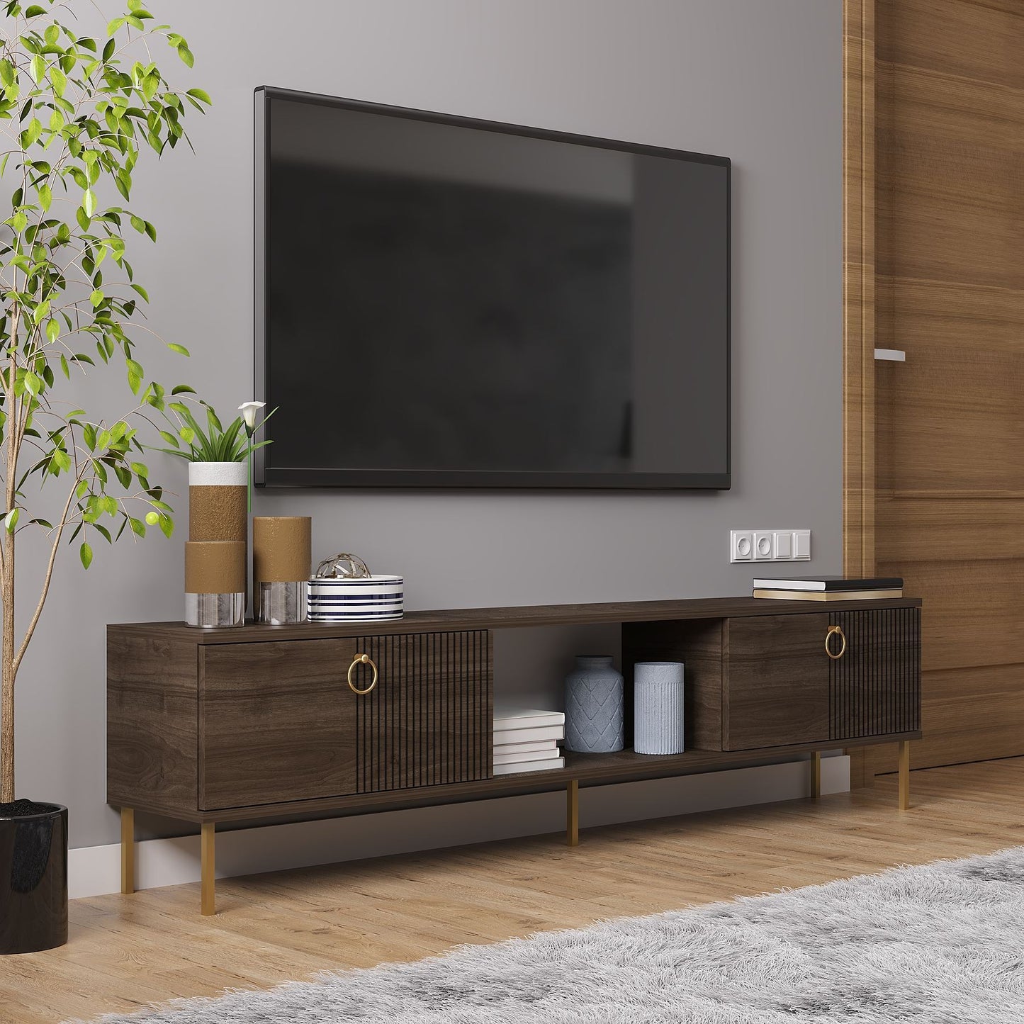 Έπιπλο Τηλεόρασης TV Βάση Σύνθεση Καρυδί | 327ODS1603