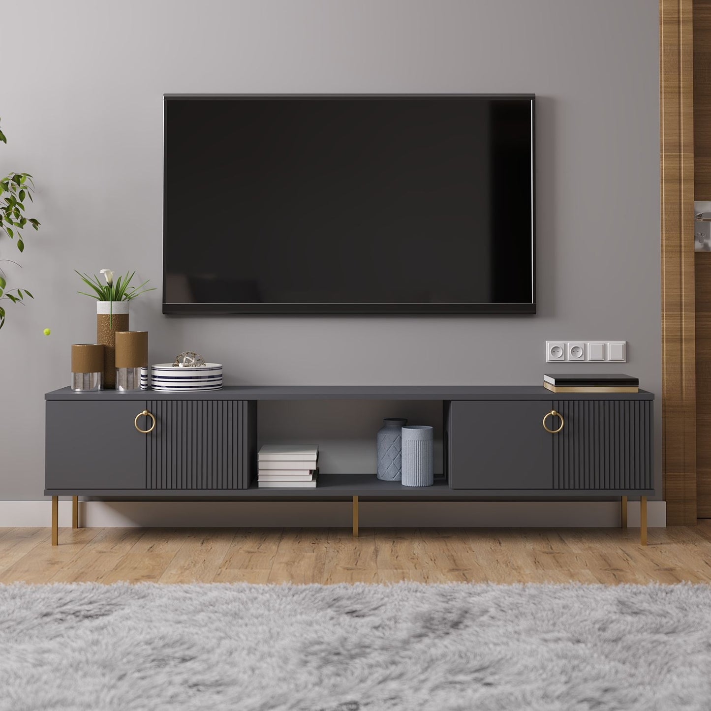 Έπιπλο Τηλεόρασης TV Βάση Σύνθεση Ανθρακί | 327ODS1604