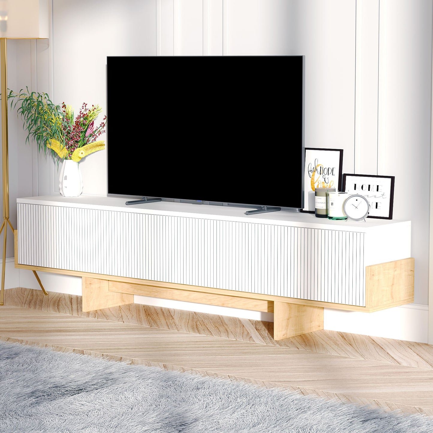 Έπιπλο Τηλεόρασης TV Βάση Σύνθεση Λευκό Sapphire Δρυς | 327ODS1605