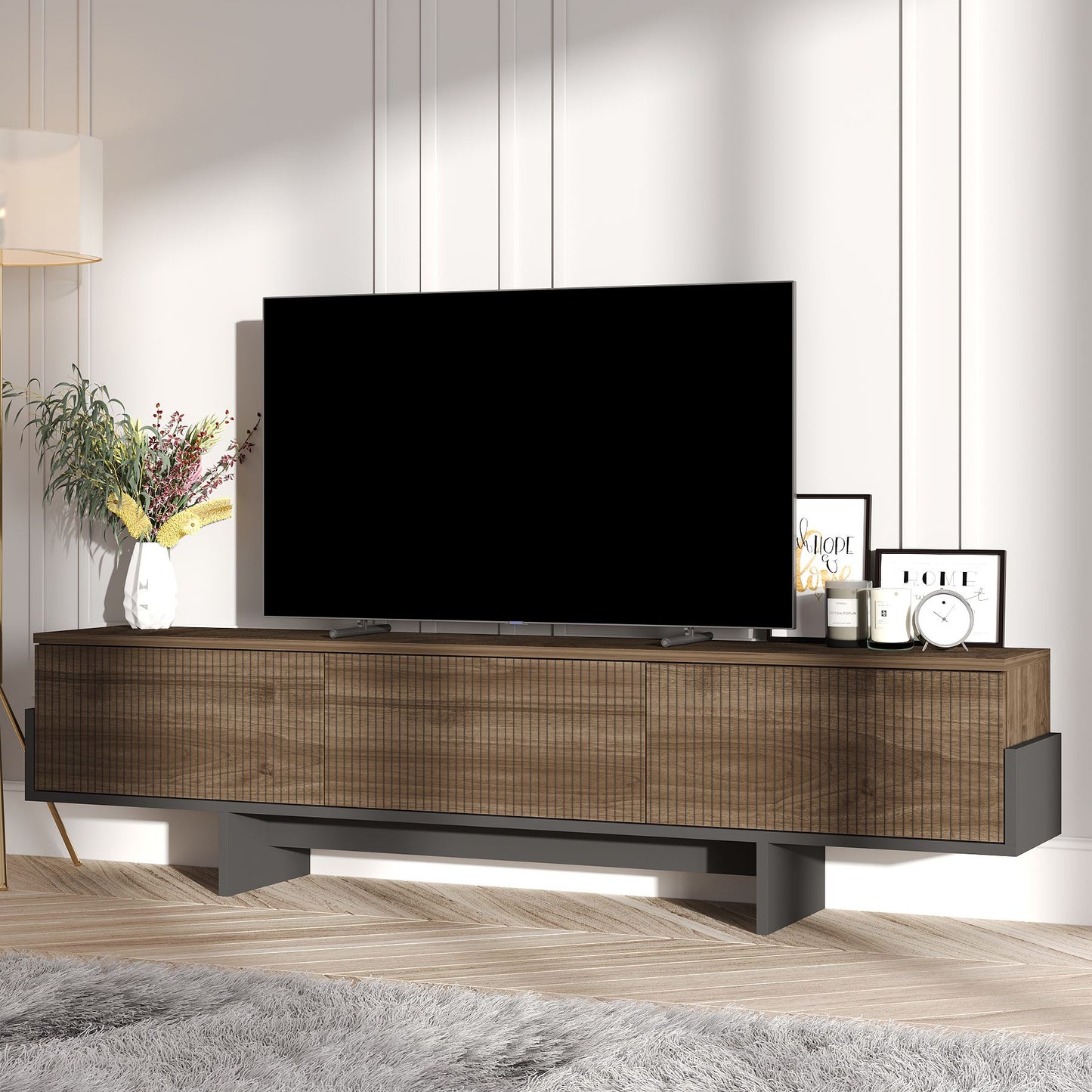 Έπιπλο Τηλεόρασης TV Βάση Σύνθεση Καρυδί Μαύρο | 327ODS1607
