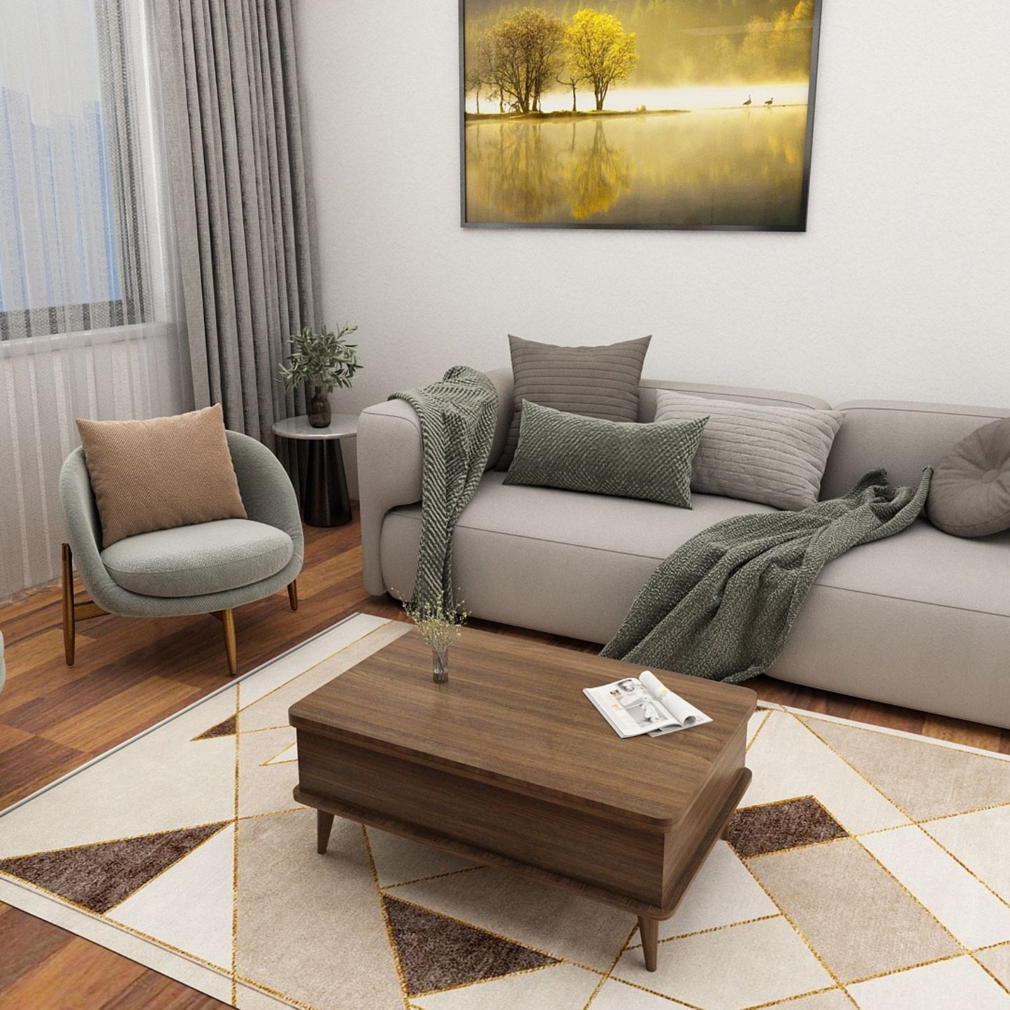 Τραπεζάκι Σαλονιού Καρυδί 90 x 60 x 38 εκ GR331KVN1124