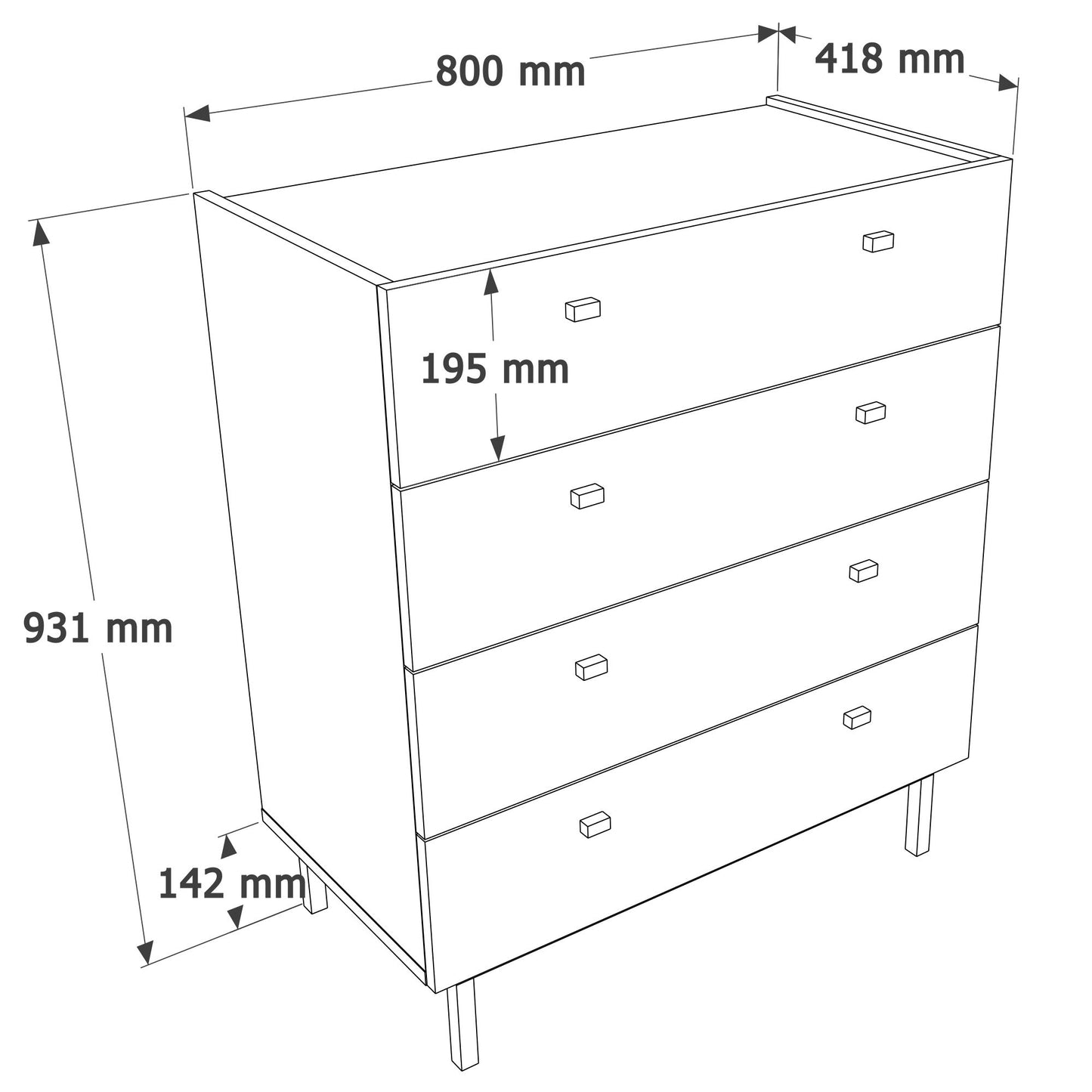 Συρταριέρα Αποθήκευσης 4 Συρταριών 80x41.8x93.1 εκ 336VIN2507
