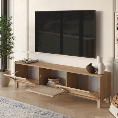 Έπιπλο Τηλεόρασης Δρυς με Πόρτες Ρατάν Boho 180x32x45.6 εκ 336VIN2704