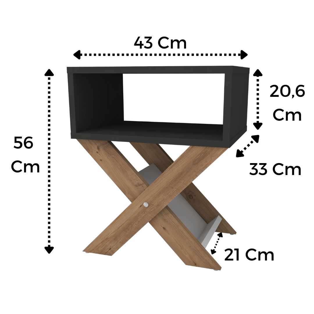 Κομοδίνο 43x33x56 Ανθρακί Καφέ 340DWL1115