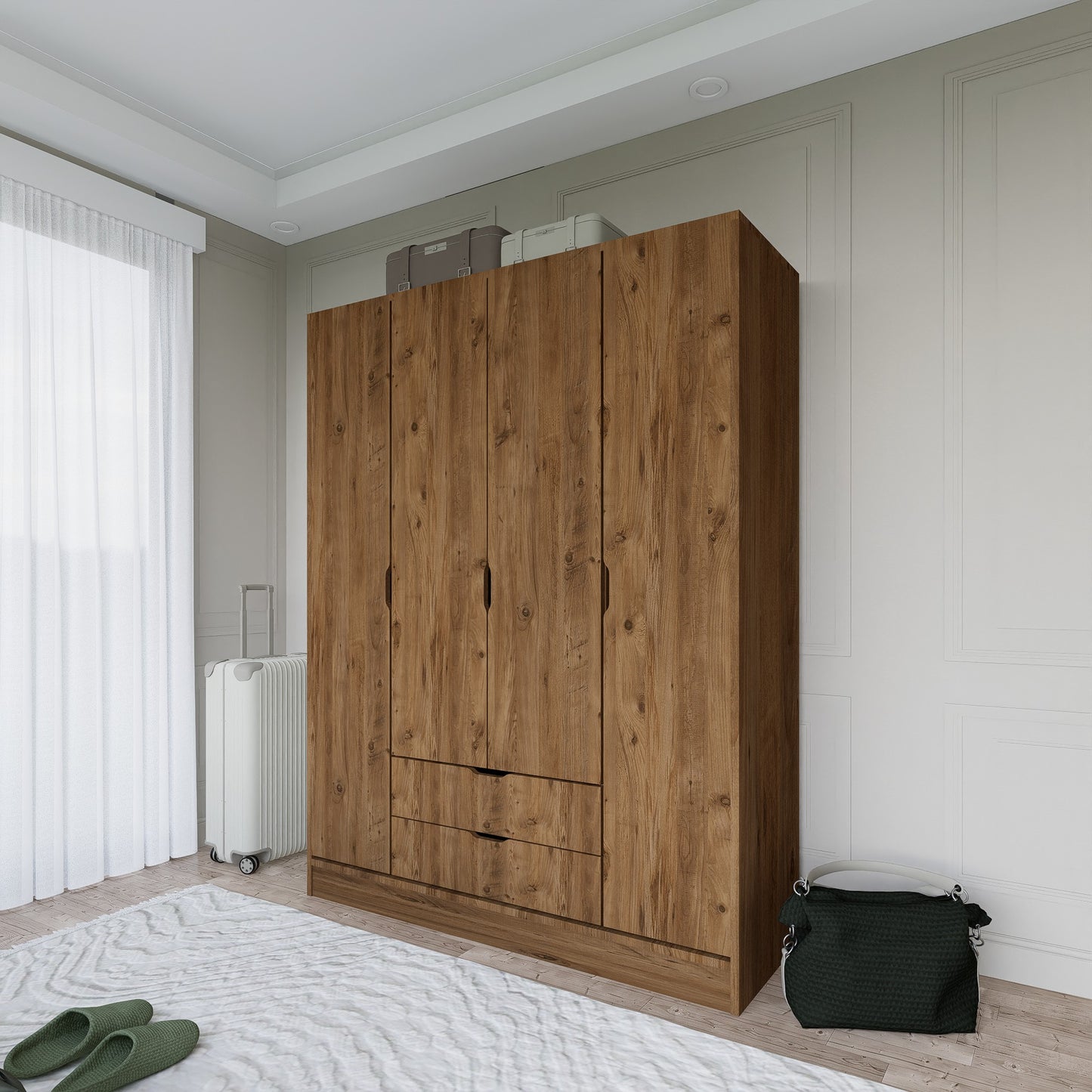 Ντουλάπα 140x182x45 εκ Καρυδί 350MWD1101