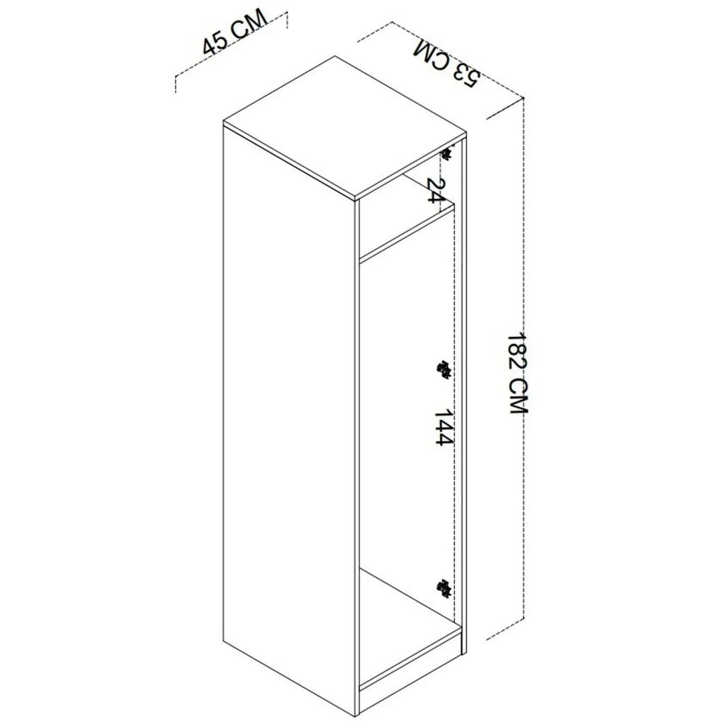 Ντουλάπα 45x182x53 εκ Ματ Λευκό 350MWD1102