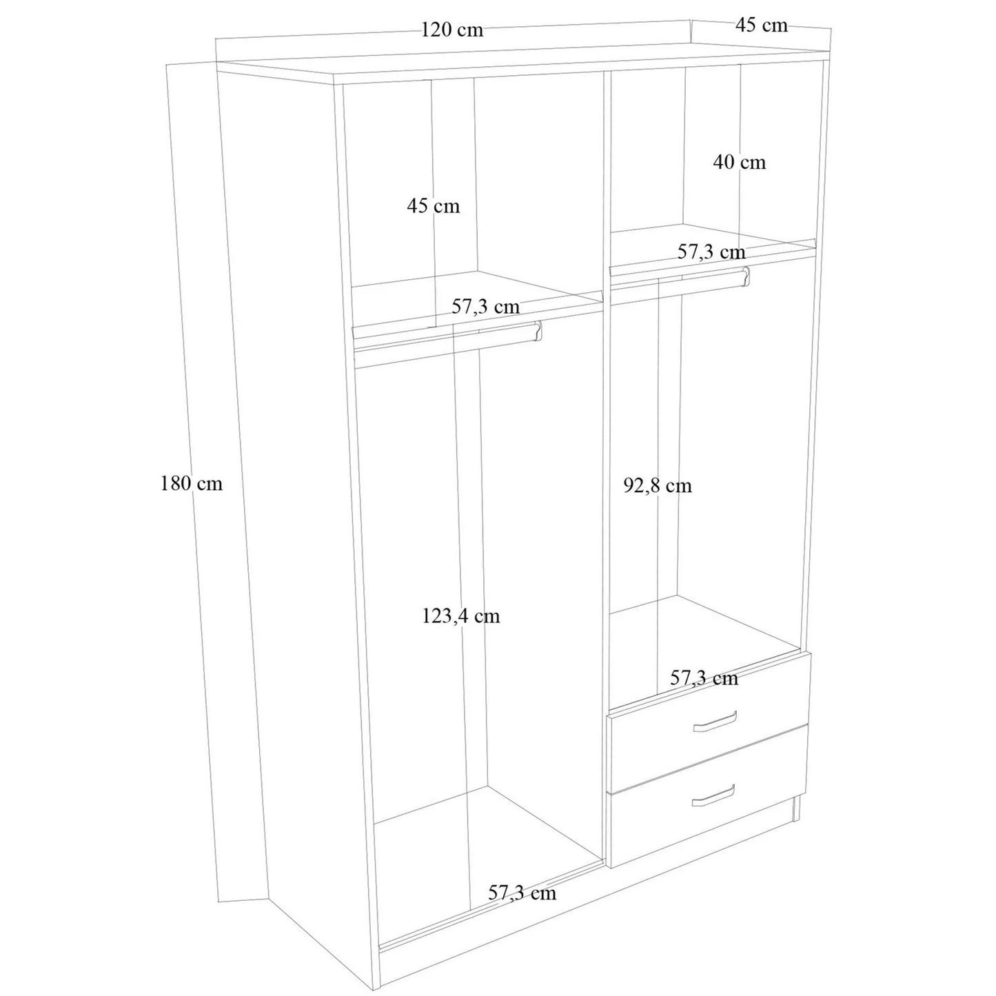 Ντουλάπα 120x180x45 εκ Πεύκο Atlantic 350MWD1110