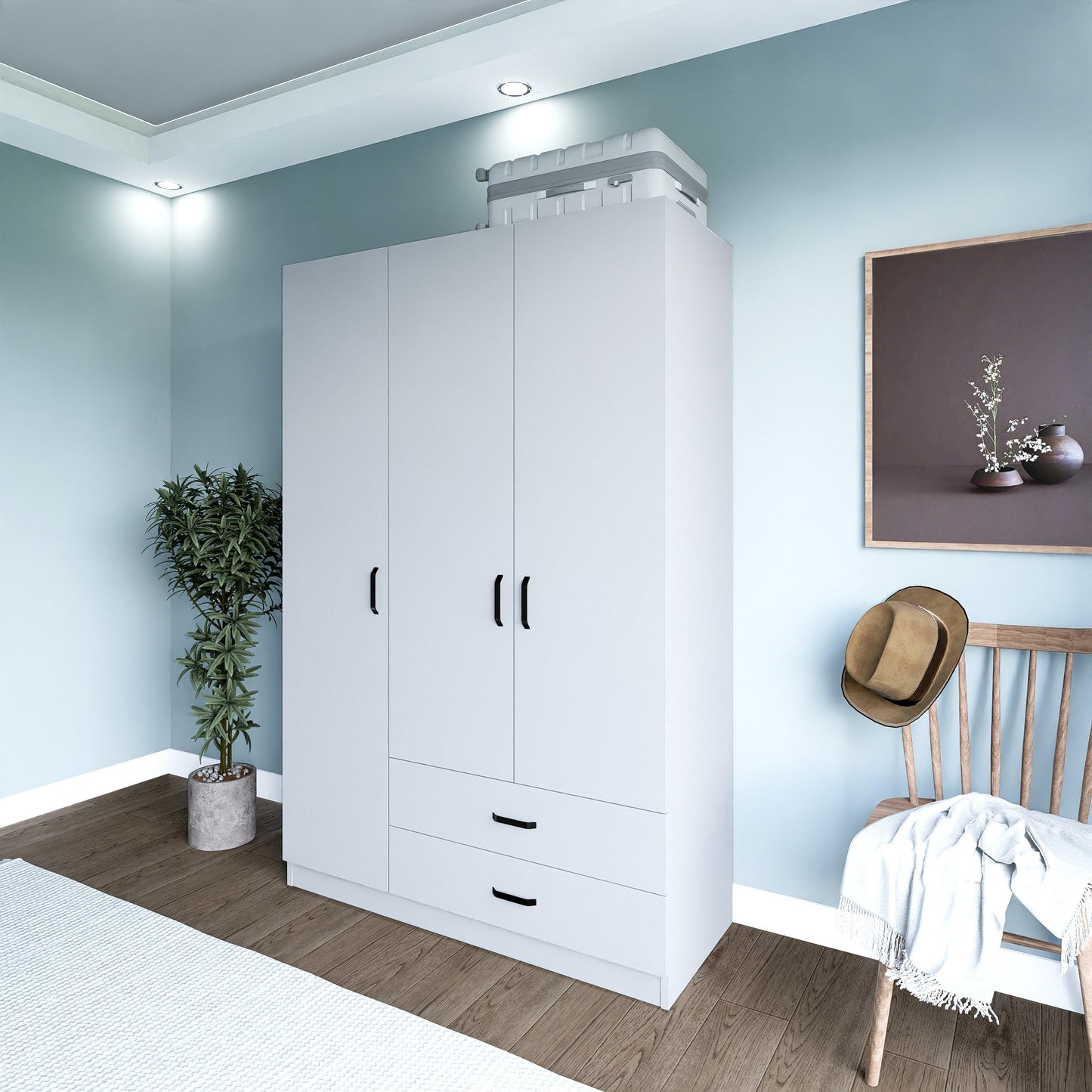 Ντουλάπα 120x181x45 εκ Ματ Λευκό 350MWD1111