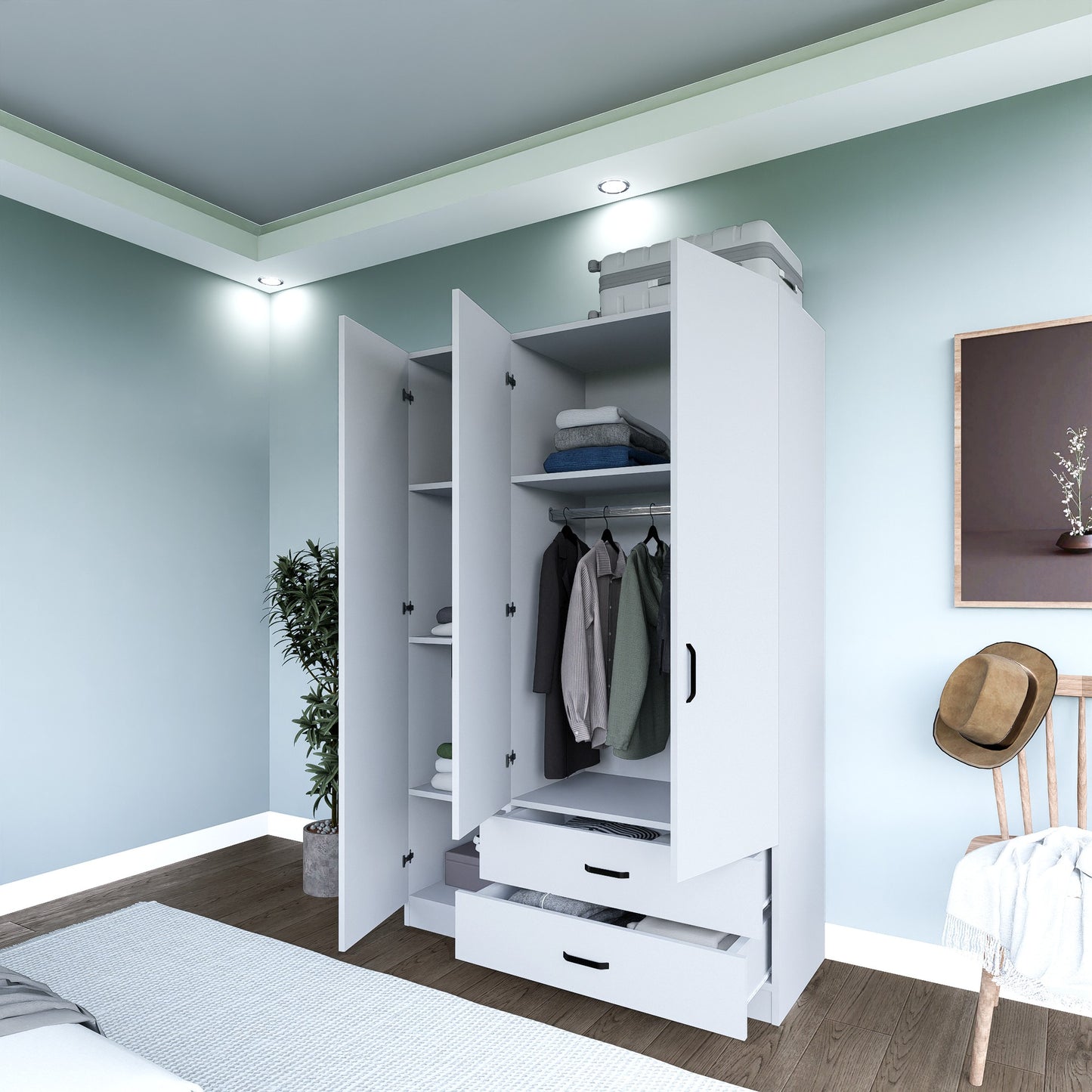 Ντουλάπα 120x181x45 εκ Ματ Λευκό 350MWD1111
