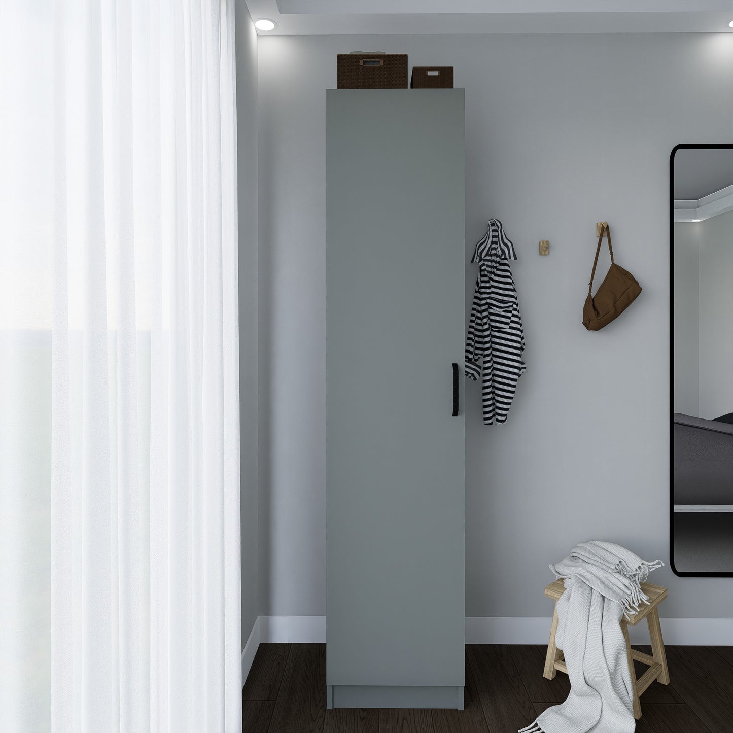 Ντουλάπα 40x182x47 εκ Γκρι 350MWD1113