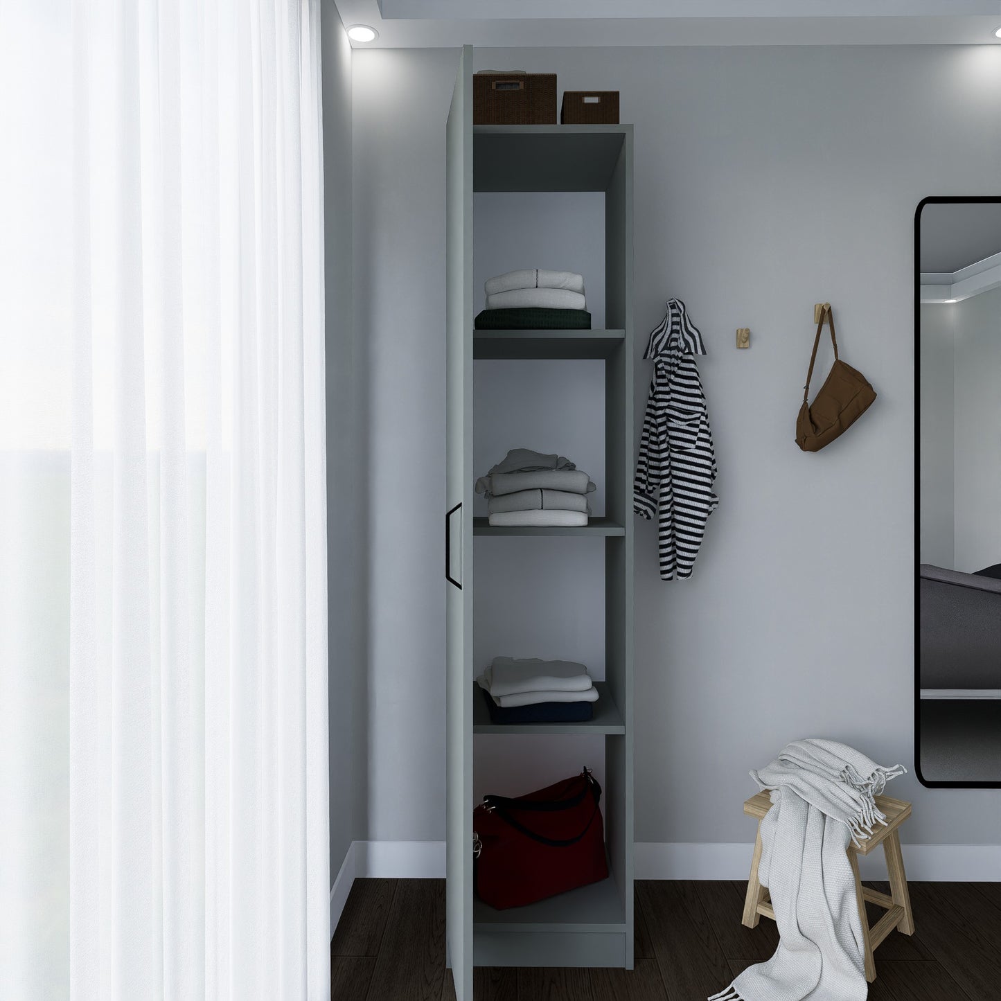 Ντουλάπα 40x182x47 εκ Γκρι 350MWD1113