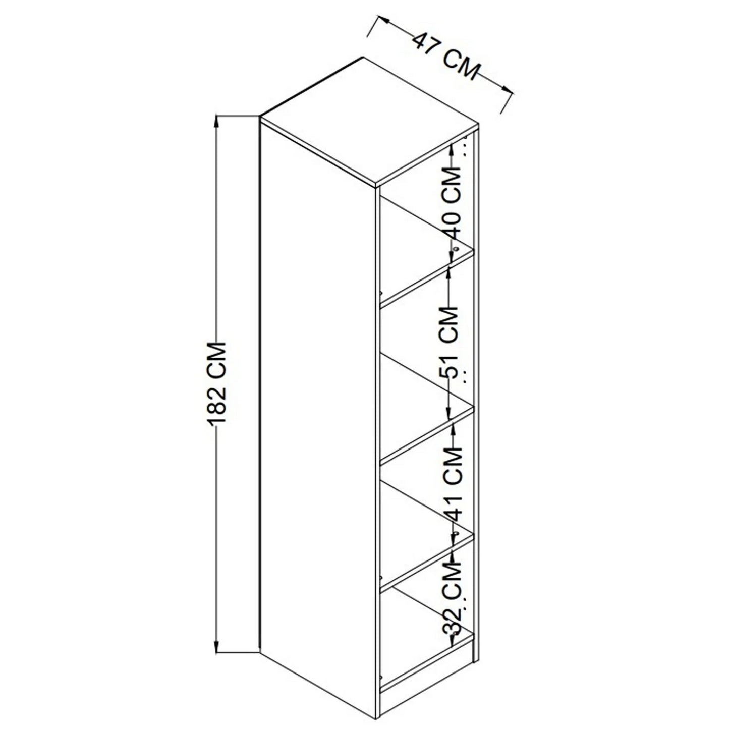Ντουλάπα 40x182x47 εκ Γκρι 350MWD1113