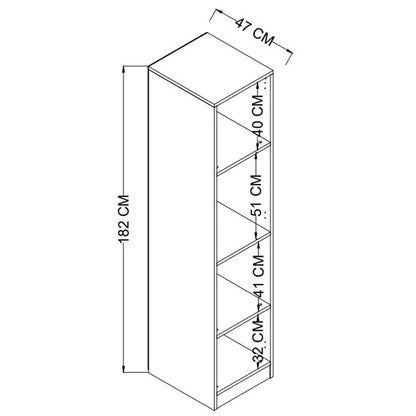 Ντουλάπα 40x182x47 εκ Γκρι 350MWD1113