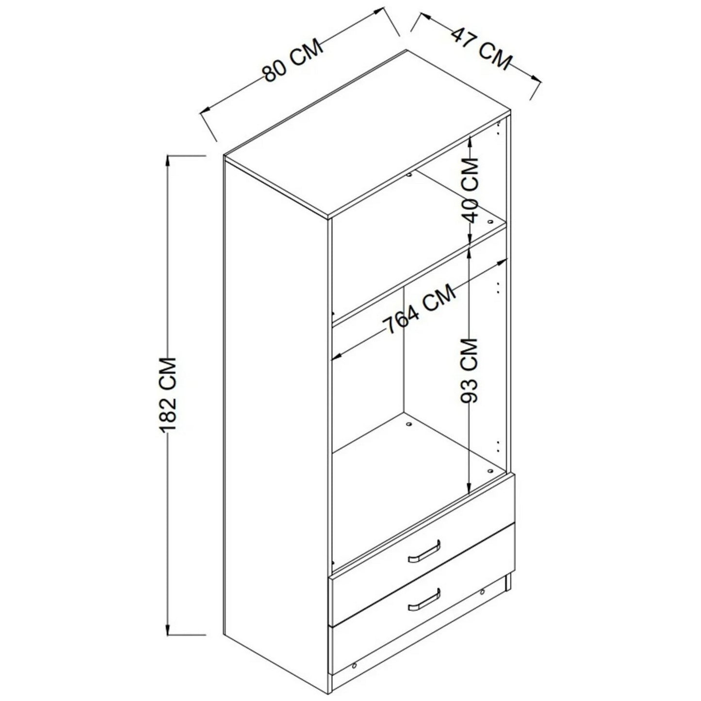 Ντουλάπα 80x182x47 εκ Ματ Λευκό 350MWD1114