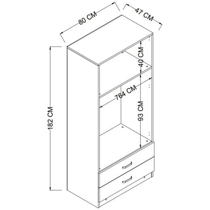 Ντουλάπα 80x182x47 εκ Ματ Λευκό 350MWD1114