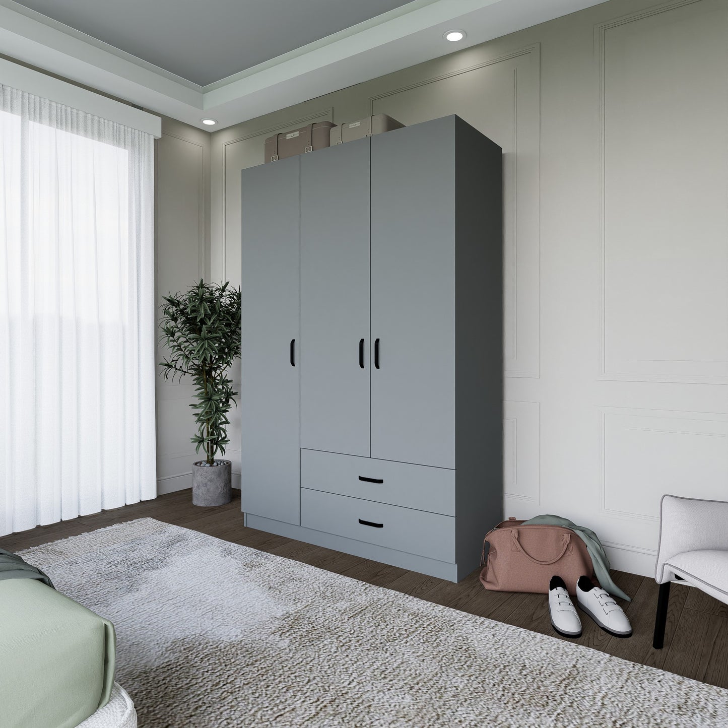 Ντουλάπα 120x181x45 εκ Γκρι 350MWD1116