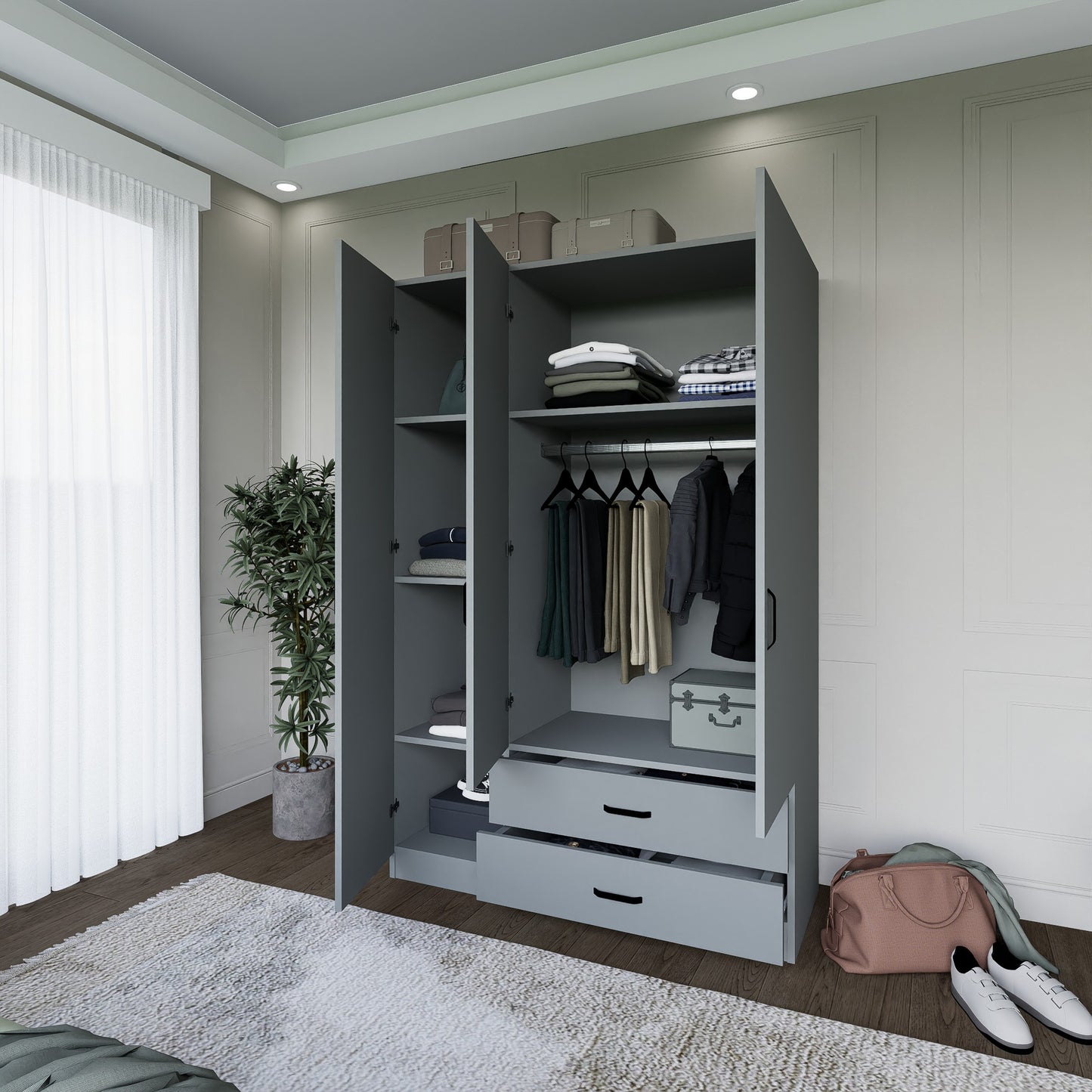 Ντουλάπα 120x181x45 εκ Γκρι 350MWD1116