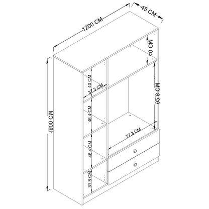 Ντουλάπα 120x181x45 εκ Γκρι 350MWD1116