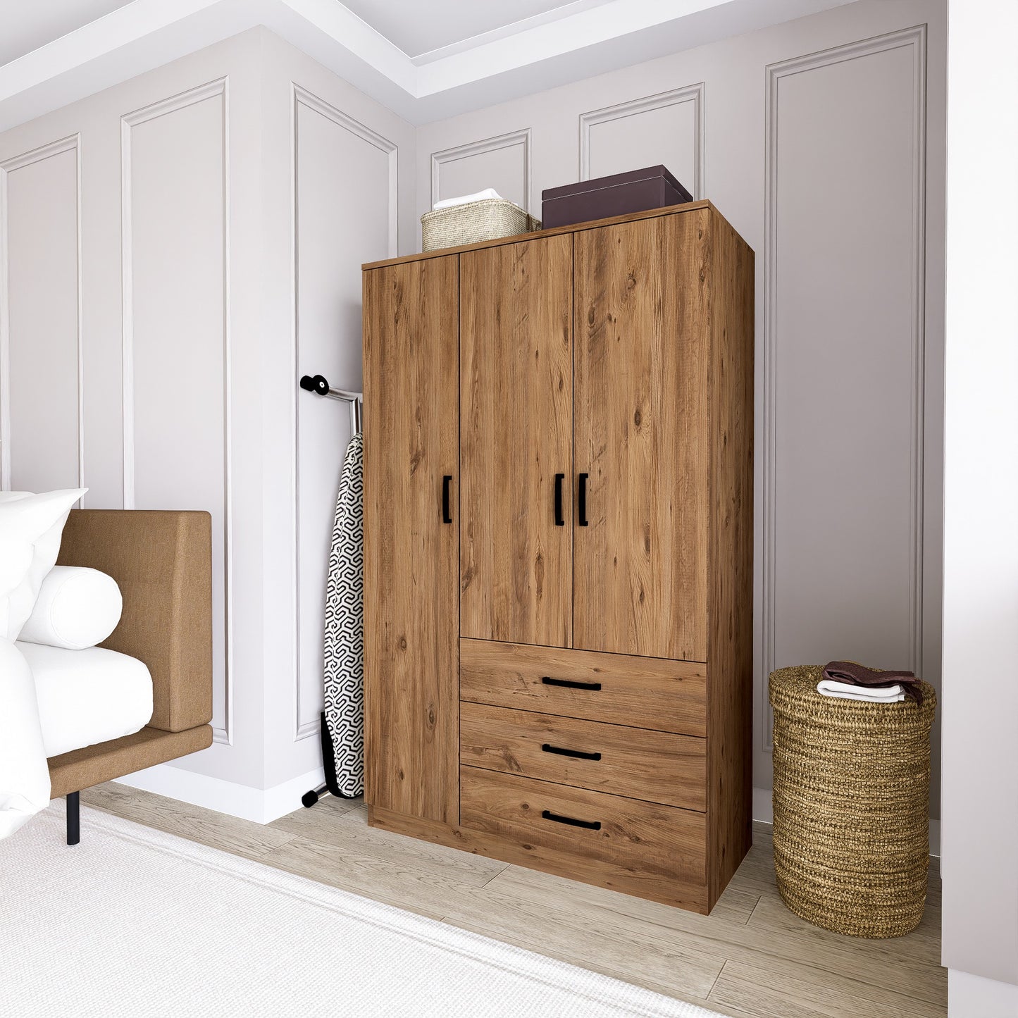 Ανοιχτή Ντουλάπα Γκαρνταρόμπα Κρεβατοκάμαρας και Κλειστή Συρταριέρα Κρεμάστρα Ρούχων Συρταριέρα 350MWD1119