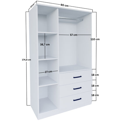 Ντουλάπα 90x174.8x47 εκ Ματ Λευκό 350MWD1120