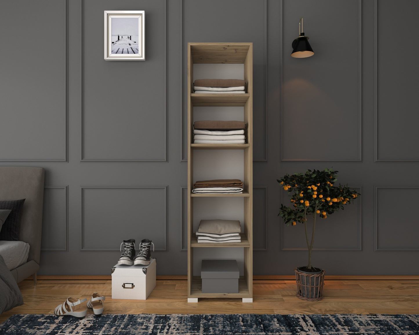 Ντουλάπα 40x183x45 εκ Light Walnut White 350MWD1122