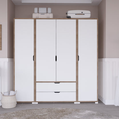 Ντουλάπα 170x183x45 εκ Light Walnut White 350MWD1123