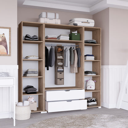 Ντουλάπα 170x183x45 εκ Light Walnut White 350MWD1123