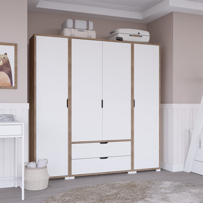 Ντουλάπα 170x183x45 εκ Light Walnut White 350MWD1123