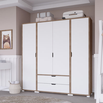 Ντουλάπα 170x183x45 εκ Light Walnut White 350MWD1123