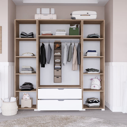 Ντουλάπα 170x183x45 εκ Light Walnut White 350MWD1123